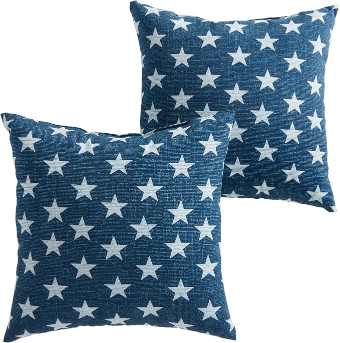 Greendale Home Fashions Outdoor 17-inch Square Decorative Throw Pillow, 2-Pack, Stars