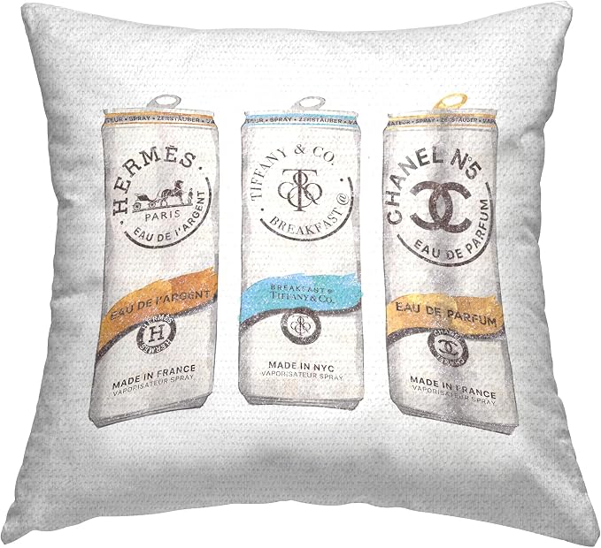 Stupell Industries | Various Trendy Fashion Brand Beverage Cans, 18 x 18 | Outdoor Pillow, Made in USA - By Ziwei Li