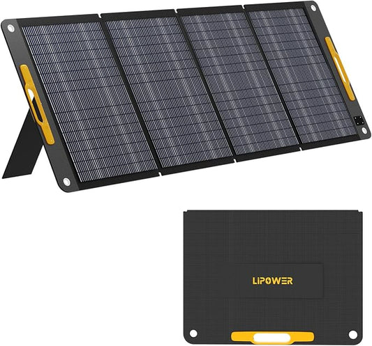 Lipower 200W Portable Solar Panel for Power Station, IP68 Waterproof, 25% High Efficiency ETFE Monocrystalline, Adjustable Kickstands, 200Watt Foldable Solar Charger for Generator,RV,Camping,Off Grid