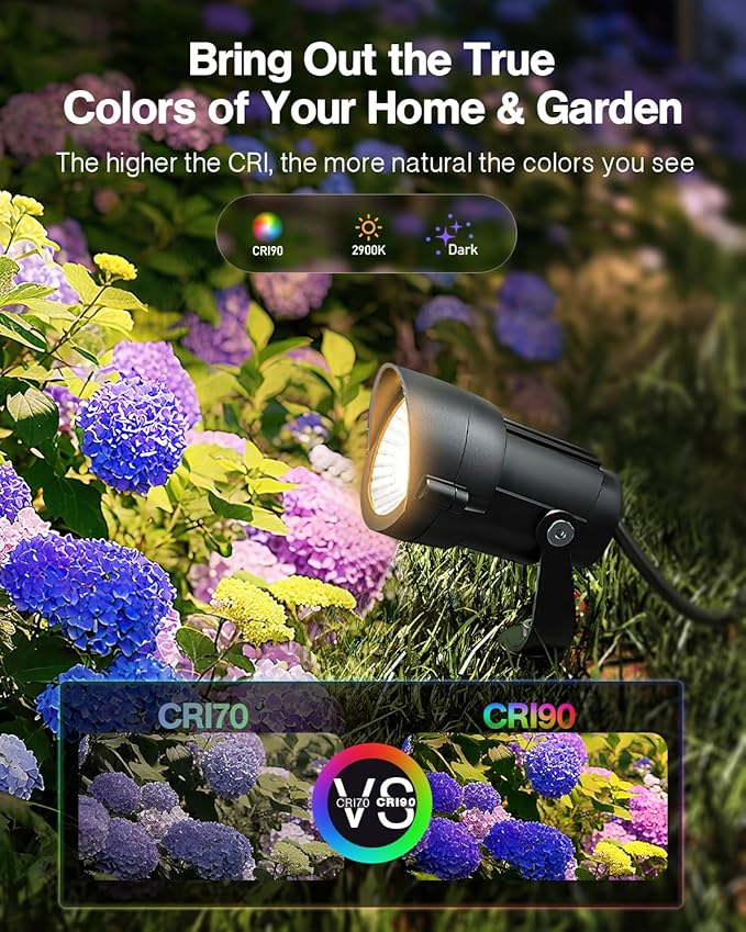 HIBOITEC Spotlights Low Voltage Landscape Lighting with Connectors 600LM 2900K Landscape Lights Kit 12-24V AC/DC IP65 Waterproof for House Yard Trees Garden Outdoor 10 Packs