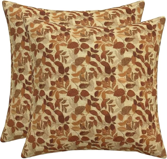 RSH DECOR: Sunbrella Square Throw Pillows Set of 2 | 17" x 17" | Water and Fade-Resistant Performance Fabric | Outdoor Pillow Covers with Down-Alternative Inserts | Made in USA (Gentry Sequoia)