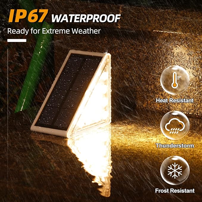 NIORSUN Solar Step Lights,6 Pack RGB Solid Color Changing Solar Stair Lights Outdoor Waterproof IP67 Auto On Off,Solar Lights for Steps,Stair,Patio,Yard,Porch,Front Door,Deck Decor