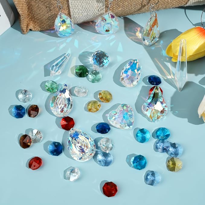 Sun Catcher Kit for Adults 440Pcs DIY Suncatcher Prism Crystal Hanging Deco | 10Sets DIY Suncatcher Kit, Arts and craft for adults, Prism Crystal, Window Hanging Decor Home, Gift for Mother Wife Daughter