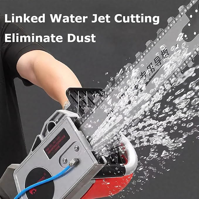 Electric Concrete Chainsaw Wall Cutter Machine 5800W 6500W Handheld Concrete Chain Saw with 2 Diamond Concrete Saw Chain and Water Supply and Dust Suppression (19" Cutting Depth)