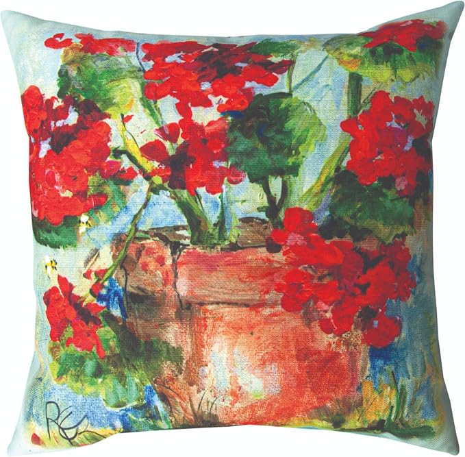 Manual Woodworkers SLSGER 18 x 18 in. Geranium Outdoor Pillow