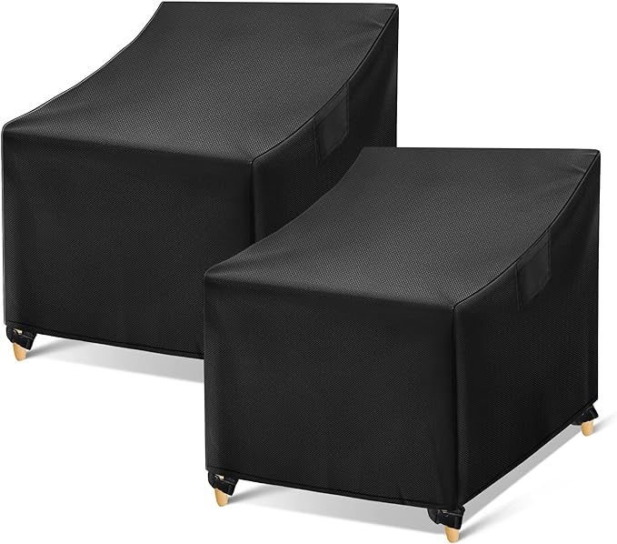 WLEAFJ Outdoor Chair Covers Waterproof, Black Lawn Patio Furniture Covers, Heavy Duty Wicker Garden Sofa Chair Cover, 2 Pack - 35" W x 38" D x 31" H
