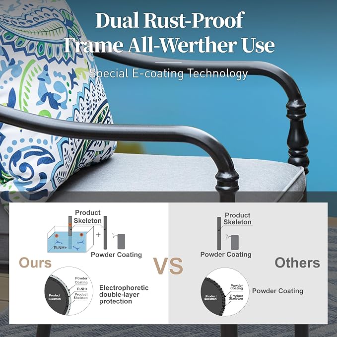 SUNSHINE VALLEY Patio Table and Chairs Set of 6, All-Weather Breathable Metal Mesh Patio Chair with Gourd-Shaped Armrests, 64x38 Wood-Like Table with Umbrella Hole, 7 Pcs Metal Frame Patio Dining Set