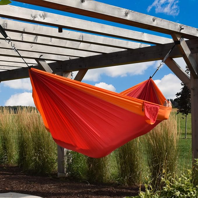 Vivere Double Parachute Camping Hammock, Includes Stuff-Sack (Punch/Peach)