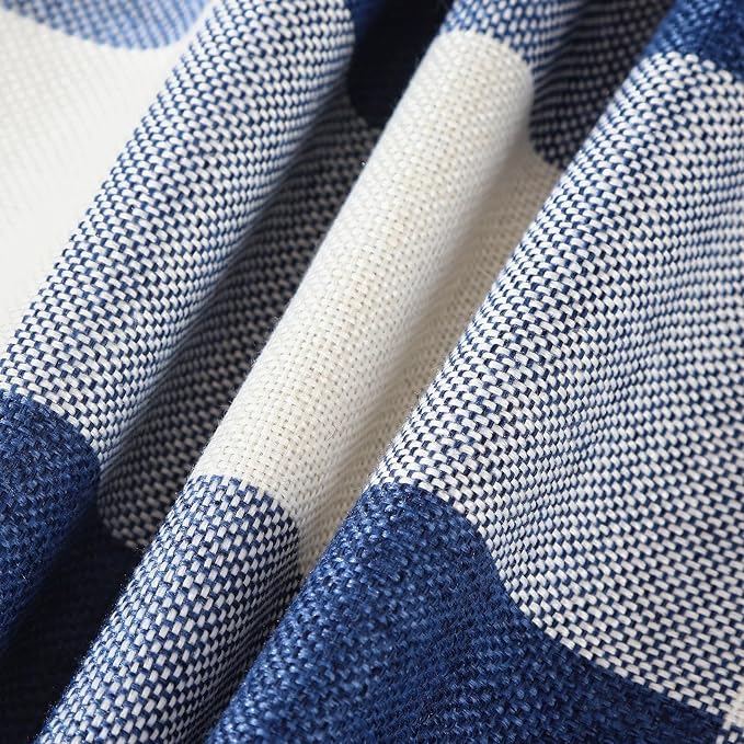 CARRIE HOME Outdoor Navy Blue and White Buffalo Plaid Throw Pillow Covers 18x18 Royal Blue Decorative Farmhouse Throw Pillows 18 x 18 for Bed Room and Couch