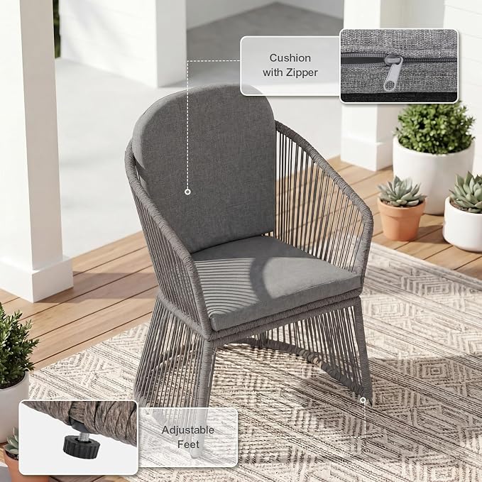 SUNSITT 9 Piece Outdoor Patio Dining Set, 65" - 107" Metal Expandable Outdoor Dining Table with X-Shape Legs, 8 Woven Wicker Outdoor Patio Chairs w/Curved Armrest for Garden, Dark Grey