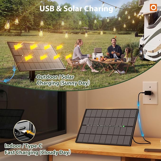 addlon 102FT(96FT+6) Solar String Lights Outdoor Waterproof with USB Port & Remote Control Solar Patio Lights for Outside Solar Powered with 52 LED Dimmable Bulbs for Porch Garden Deck Halloween | Waterproof, Shatterproof, Spaced 2FT, USB Charging, Rem...