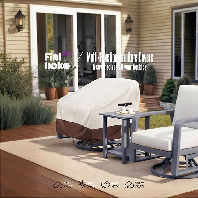 Outdoor Chair Covers 2 Pack, (33"W x 35"D x 38"H)100% Waterproof Heavy Duty Patio Furniture Covers ,Outdoor Furniture Covers Waterproof for Patio Chair Covers,Beige&brown