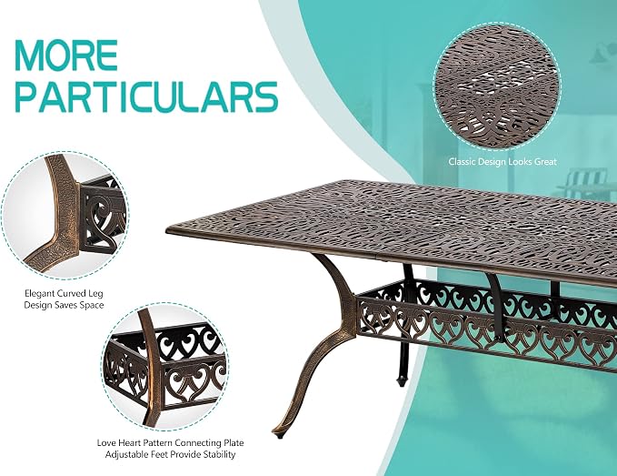 Grepatio 9 Piece Cast Aluminum Outdoor Dining Set, Patio Furniture Set with 2“ Umbrella Hole and 8 Swivel Chairs with Cushions, Patio Dining Furniture Set for Porch Poolside Garden (Red)