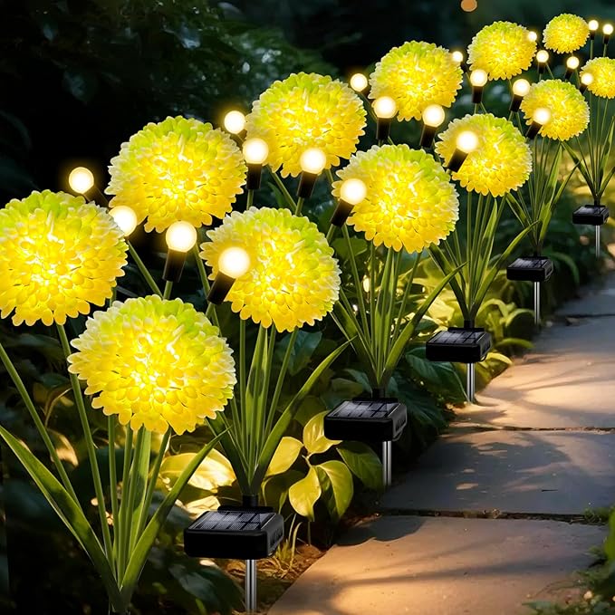 Solar Lights Outdoor Waterproof, 8 Pack Solar Firefly Swaying Lights with Flowers, Flower Light Garden Decor for Outside Yard Patio Thanksgiving Christmas for Women Grandma