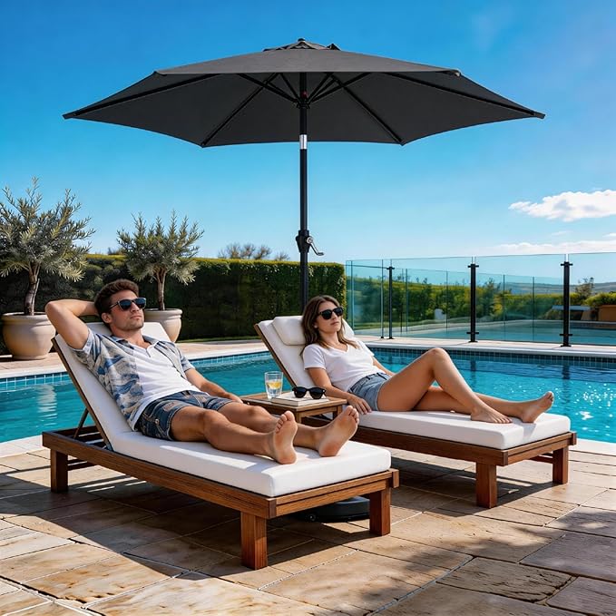 Outdoor Patio Umbrella, 7.5ft Sun Umbrella with Tilt Adjustment and Crank, 6 Ribs Outdoor Umbrellas for Patio, Deck, Garden，Yard, Poolside