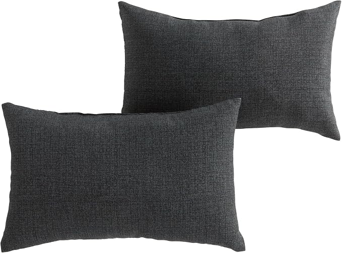 Greendale Home Fashions 2-Pack Outdoor 19x12 inch Rectangle Decorative Throw Pillow, Graphite