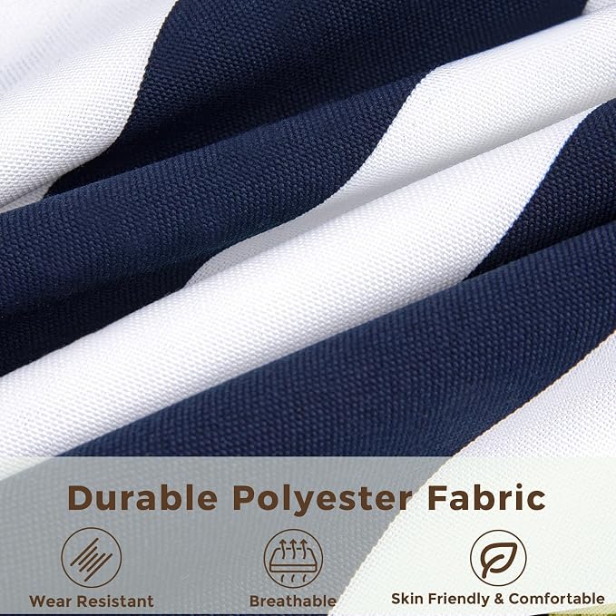 Throw Pillow Covers Set of 2, Outdoor Indoor Waterproof Decorative Patio Throw Pillowcase Shell 18x18 Inch, Square Cushion Case for Couch Sofa Garden Farmhouse Decoration-Navy White Stripe