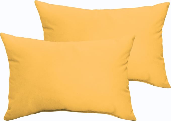 Sorra Home Indoor Outdoor Sunbrella Lumbar Pillows, Set of 2, 12 x 18, Sunflower Yellow