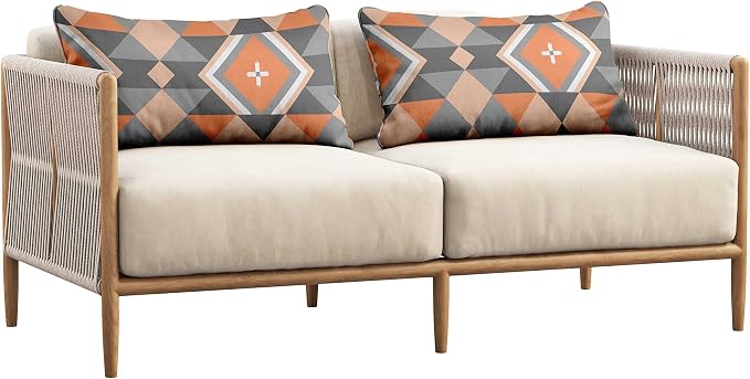Indoor/Outdoor Polyester Fabric Lumbar Pillow Cover, All-Weather Waterproof Rectangular Cushion Case for Patio Furniture, 12 x 18 Set of 2 - Geometric-47