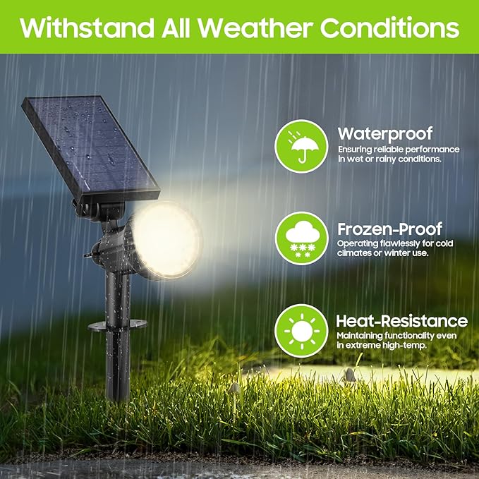 Bosceos Solar Lights Outdoor Waterproof, 30LEDs Solar Spot Pathway Lights with 3 Modes, Garden Light Auto ON/Off, Landscape Lighting for Pool Tree Wall Driveway (Warm White, 2-Pack)