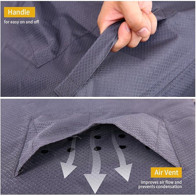 Round Patio Furniture Cover, Heavy Duty and Waterproof for Outdoor Furniture covers, Round outdoor table cover, Patio table cover 110"DIA x 31"H Grey
