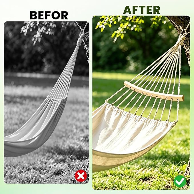 Wood Hammock Spreader Bar - 2 Pack Detachable Hammock Spreader Bar Replacement Set, Solid Wood Construction for Stability and Comfort, Suitable for Camping, Backyard Relaxation, Patio, Garden