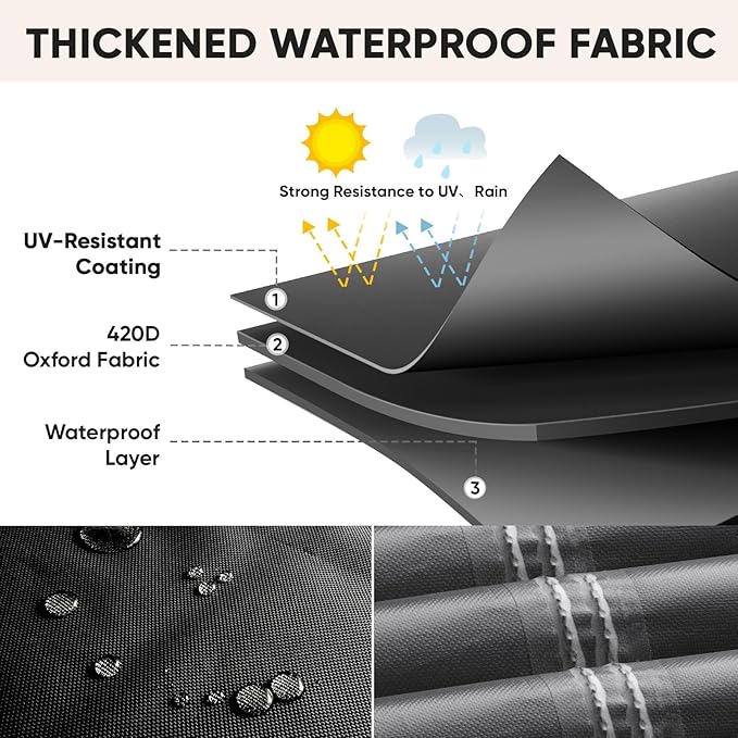 BALEINE Patio Furniture Covers, Outdoor Furniture Covers Waterproof, Heavy Duty Oxford Patio Table Cover for Outdoor Table, Chair, Sofa, Desk (Black, 138"L x 86"W x 32"H)