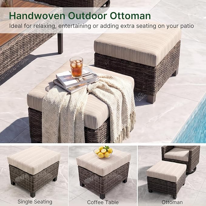 Wicker Patio Conversation Set, Outdoor Patio Chair Set with Deep Seating, Wide Armrests & Thick Cushions, All-Weather Outdoor Furniture Set for Patio, Porch, Deck & Backyard