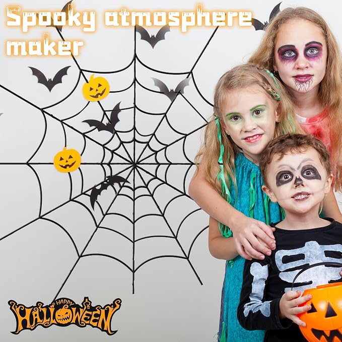 YUNAI Spider Webs Halloween Decorations Outdoor, 5ft Black Fake Spider Web, Scary Haunted House Outdoor Wall Decor for Halloween Party Hanging Decorations