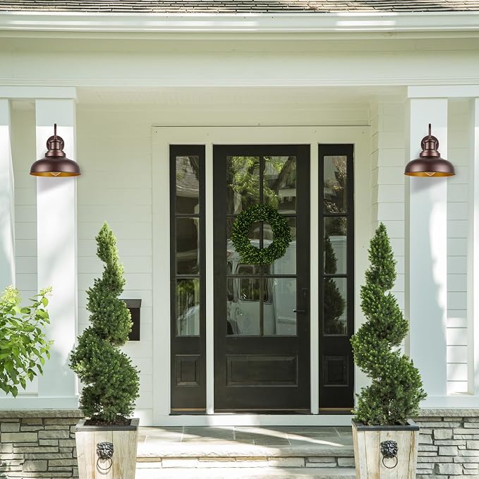 Outdoor Barn Light Outdoor Wall Sconce Farmhouse Exterior Wall Mount Light Vintage Wall Lighting Fixture Industrial Bronze Lantern for Porch, Entryway, Garage, 1 Pack, RZ007 ORB