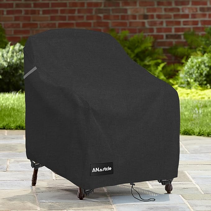ANartcle Outdoor Swivel Lounge Chair Cover 2 Pack,Waterproof Heavy Duty Lawn Patio Chair Covers,Patio Swivel Chair Covers for Outdoor Furniture (33 W x 35 D x 38.5 H inches) Black.