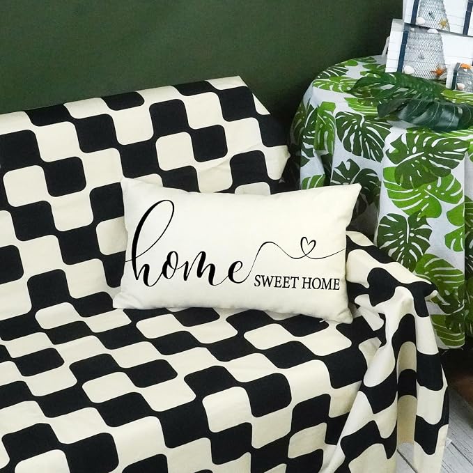ONWAY Home Sweet Farmhouse Waterproof Throw Pillow Cover 12 x 20 Inch Indoor Outdoor Decorative Cushion Case for Home Sofa Couch Porch Decorations