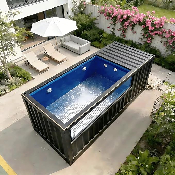 Prefabricated Swimming Pool 20FT 40FT Modular Container Pool, Easy Install with Fast Connection System for Backyard Resort or Temporary Event Use
