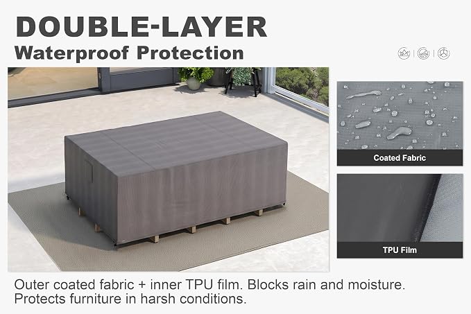 PURPLE LEAF Outdoor Dining Set for 4 with Waterproof Furniture Cover Aluminum Luxury Patio Furniture Table and Chairs Set with Removable Thick Cushion for Small Backyard Porch Garden Deck Pool, Khaki