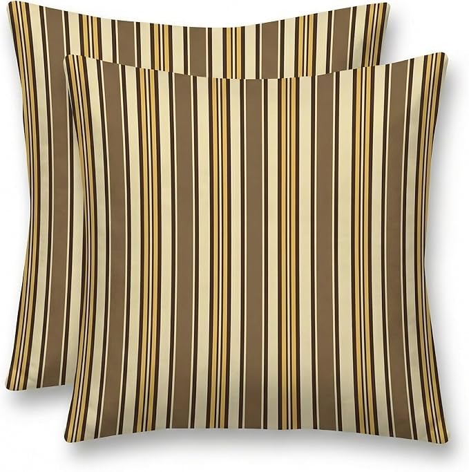 RSH DECOR: Sunbrella Square Throw Pillows Set of 2 | 17" x 17" | Water and Fade-Resistant Performance Fabric | Outdoor Pillow Covers with Down-Alternative Inserts | Made in USA (Anthony Praline)