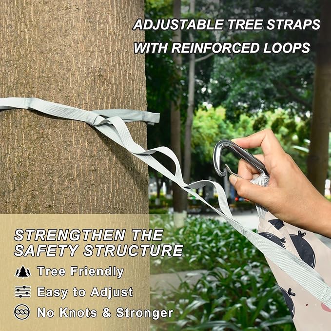 Camping Hammock Outdoor Hammocks for Outside Cute Penguin Strawberry Beach Trees Portable Lightweight with Pockets Tree Straps Indoor Small