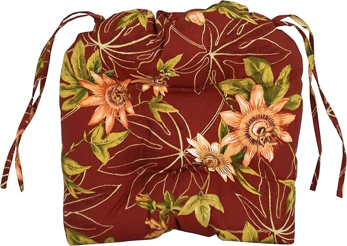 Blazing Needles Spun Polyester Patterned Outdoor U-Shaped Tufted Chair Cushions Set, Set of 4, 16", Passion Ruby