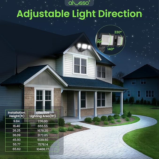 ALUSSO Dusk to Dawn Outdoor Lighting Hardwired(Not Solar), Flood Lights Outdoor 120V 40W 4000LM, 3CCT 3000K/4000K/6000K 3 Heads Security Light for Garage Yard Walkway, ETL, Dusk to Dawn Black, 1pack