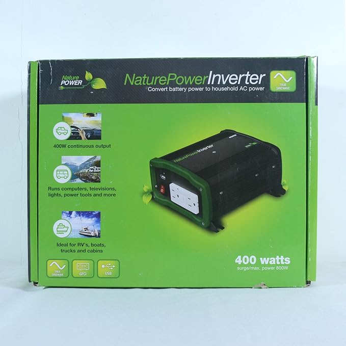 Nature Power 38304 Pure Sine Wave Inverter, 400-watt