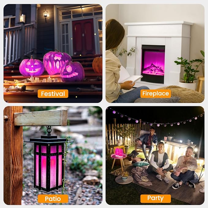 Hompavo 【Upgraded Flame Lights with Remote, Timer, 4-Mode Rechargeable | Waterproof LED Battery Operated Flameless Candles, Pillar Flickering Lanterns for Room Patio Wedding Party Halloween Decor, 2