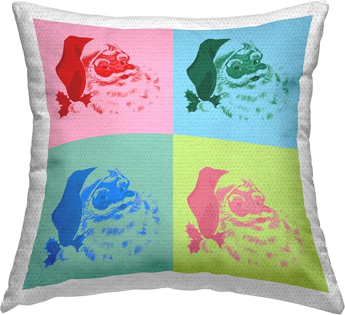Stupell Industries | Bold Pop Style Santa Faces, 18 x 18 | Outdoor Pillow, Made in USA - By Lil' Rue