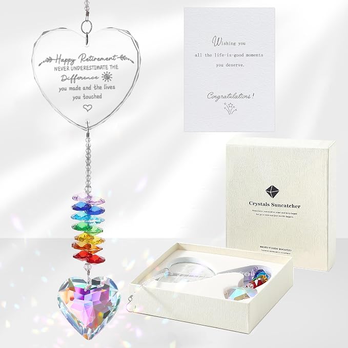 Retirement Gift Crystal Suncatcher, Retirement Gifts for Women, Gifts for Retired Friend Coworker Nurse Boss Teacher
