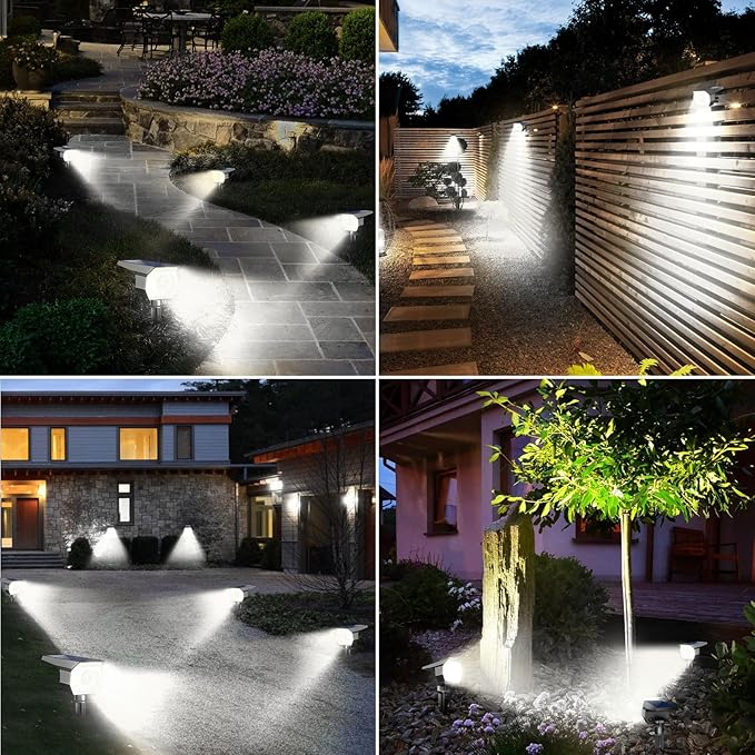 1 Pack Solar Spot Lights Outdoor Waterproof, Landscape Spotlights | Cool White, Solar Powered, Auto On/Off, Lighting for Outside Pathway Yard Lawn Flag Garden Walkway Pathway
