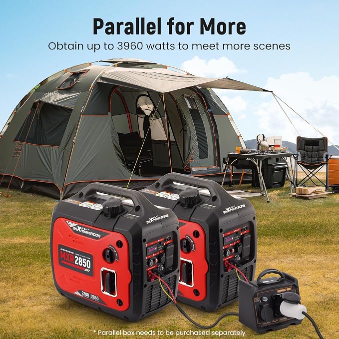 maXpeedingrods 2850W Portable Inverter Generator, Gas Powered, EPA Compliant with CO Alarm, Compact and Lightweight for Outdoor Camping, RV Ready and Home