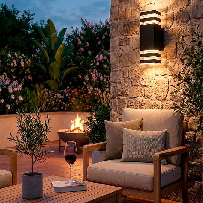 Wired Wall Light Outdoor Waterproof IP65, Super Bright Starburst Pattern 2 x GU10 Sockets Duo Pathway Light, 1 Pack Professional Landscape Lighting for Garden, Yard, Patio, Walkway, Anti-Rust Aluminum