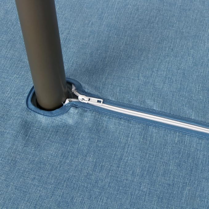 Outdoor Tablecloth Wrinkle-Free Stain Resistant Waterproof Polyester Fabric Table Cover with Zipper Umbrella Hole for Picnic/Party/Dinner/Patio Garden(70inch Round,Zippered,Water Blue)