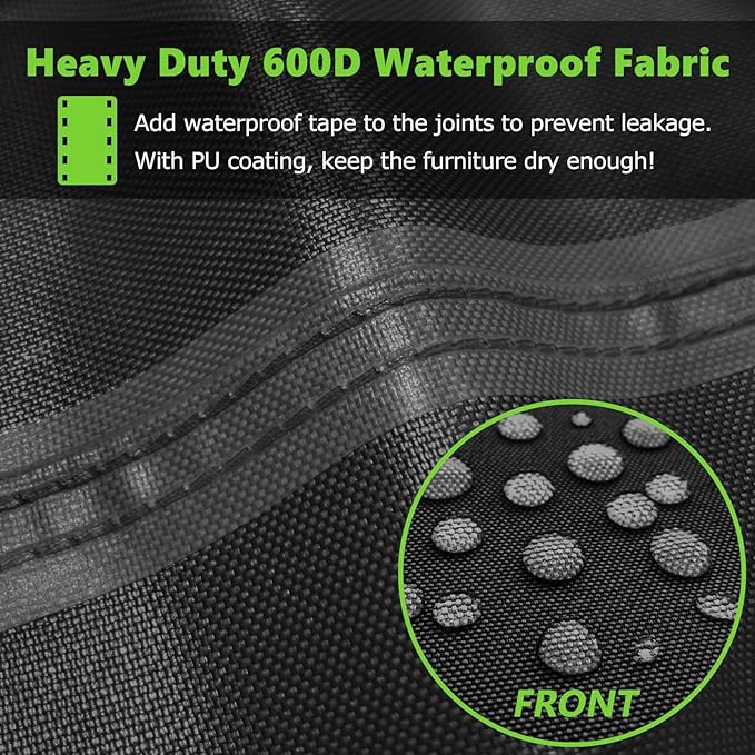 Patio Furniture Covers Waterproof, Heavy Duty 600D Outdoor Furniture Covers for Outside Sectional Sofa Set,Tear Resistance and Anti-UV, Black,137"L x 102"W x 35"H