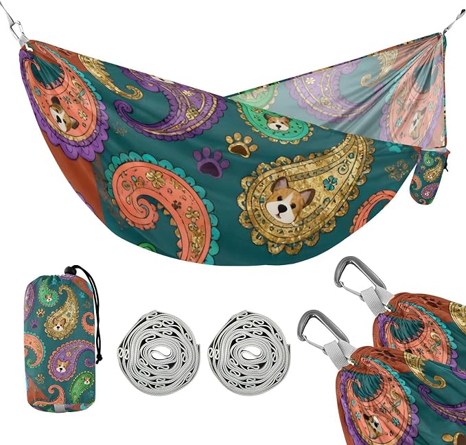 Retro Animal Camping Hammock Fabric for Outside Patio Garden