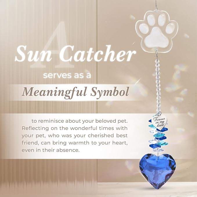 Pet Memorial Suncatcher, Dog Memorial Gifts, Pet Loss, Pet Sympathy, Thoughtful Dogs and Cats Remembrance, Bereavement Gifts - Blue