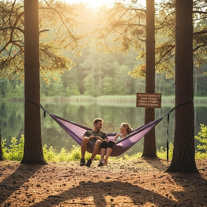 YSUEFIJO Foldable Outdoor Hammock, Travel Hammock for Camping and Relaxing, Hanging Hammock Convenient and Comfortable, Perfect for Garden Or Hiking Trips, Supports 300kg